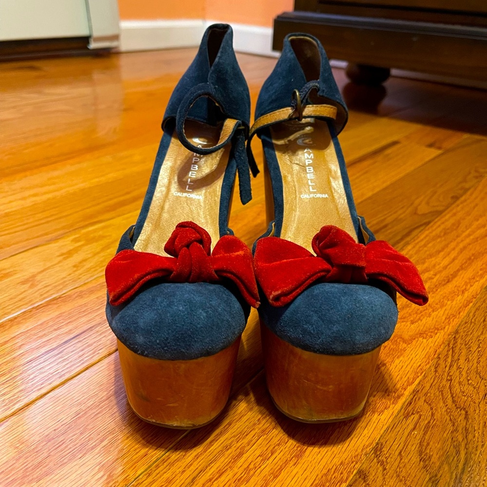 Jeffrey Campbell suede wooden wedge